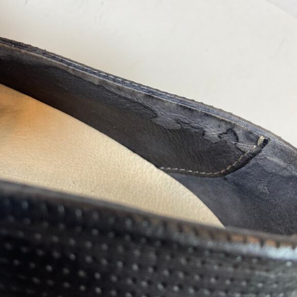 Bacco Bucci Made in Italy Black Perforated Leather Loafers Men's Size 10 - Picture 13 of 13